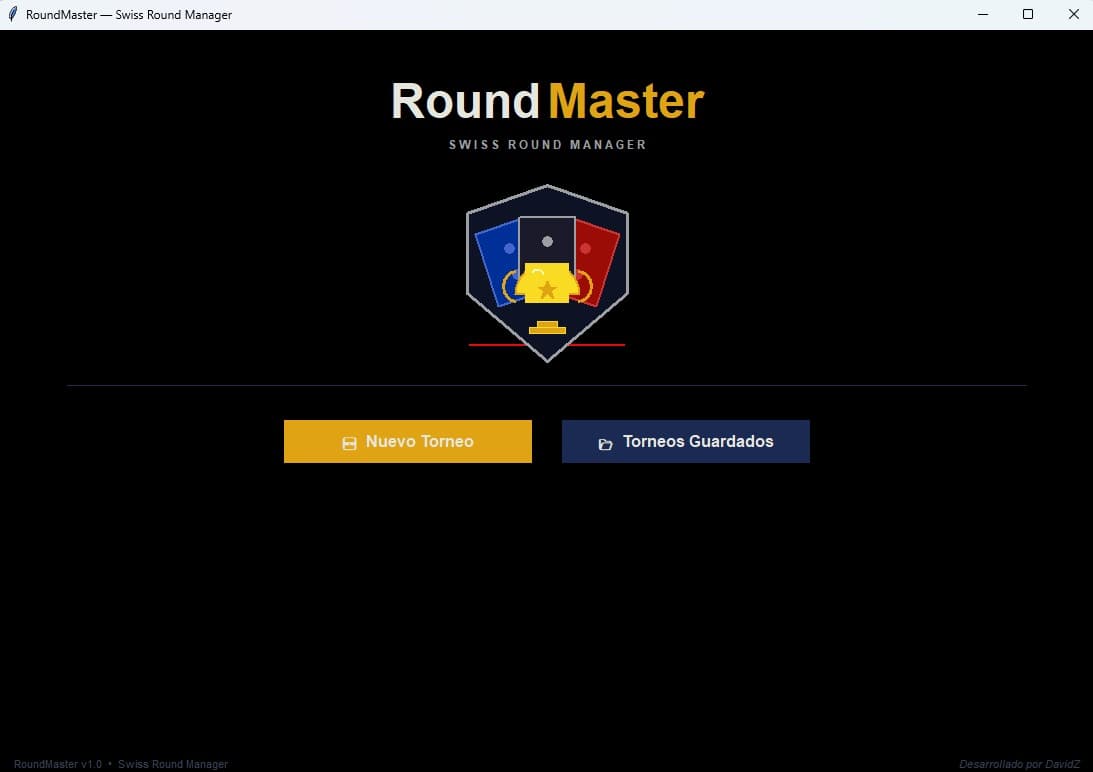 Panel inicial de RoundMaster