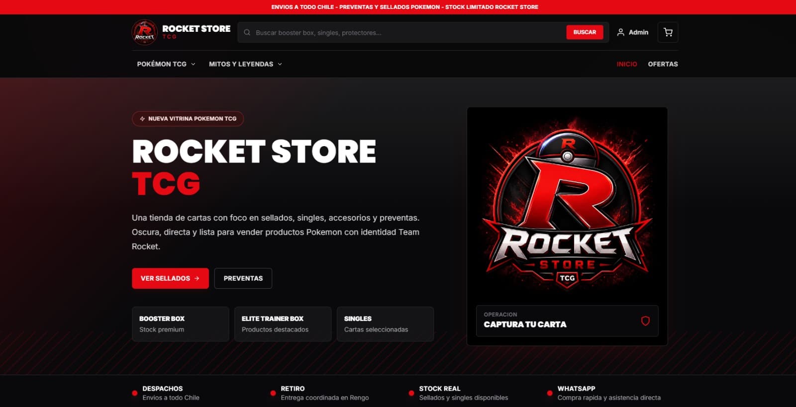 Captura de Rocket Store TCG